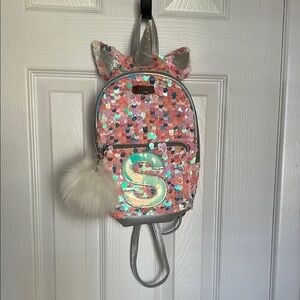 Justice Sequin Unicorn S Kids Backpack - Pink and Silver